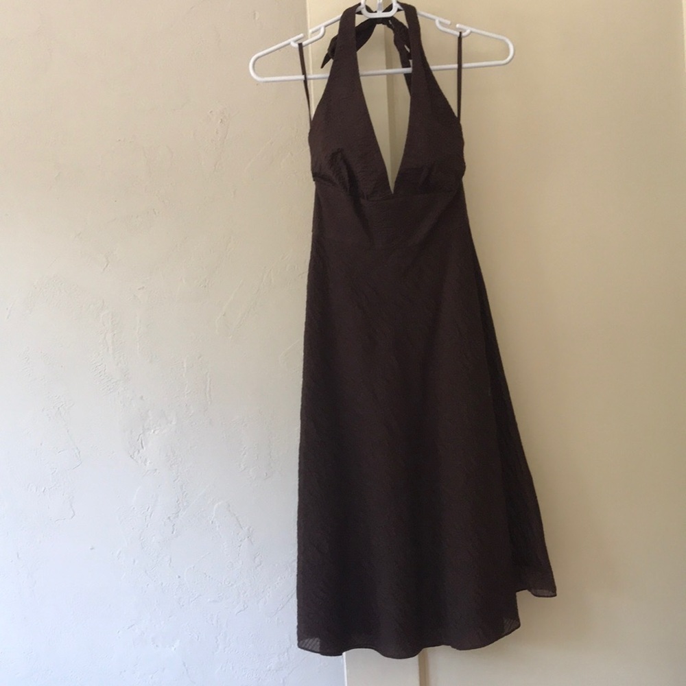 NWT J. Crew.  Brown halter dress